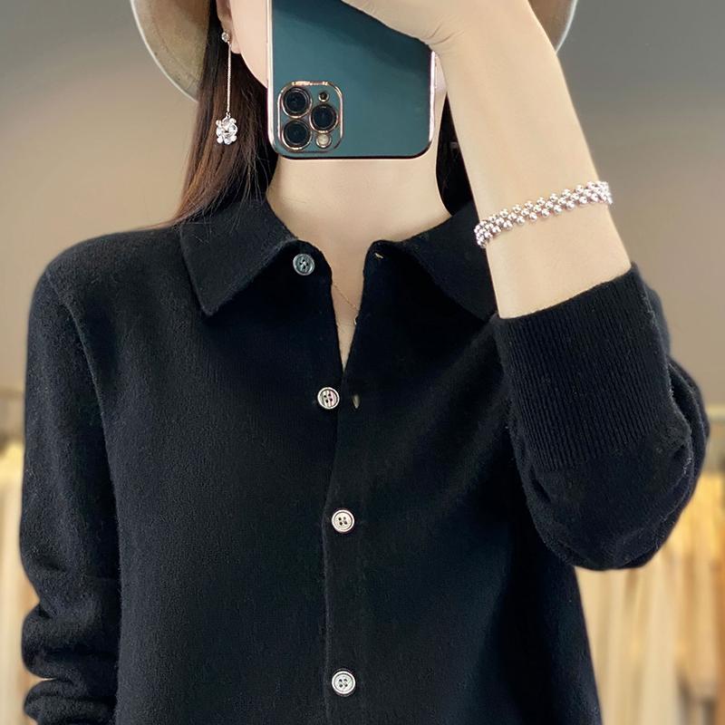 Women's Cashmere Cardigan Qinghe Cashmere 30% Cashmere 70% Wool Women's Autumn and Winter Cashmere Cardigan Soft and Warm