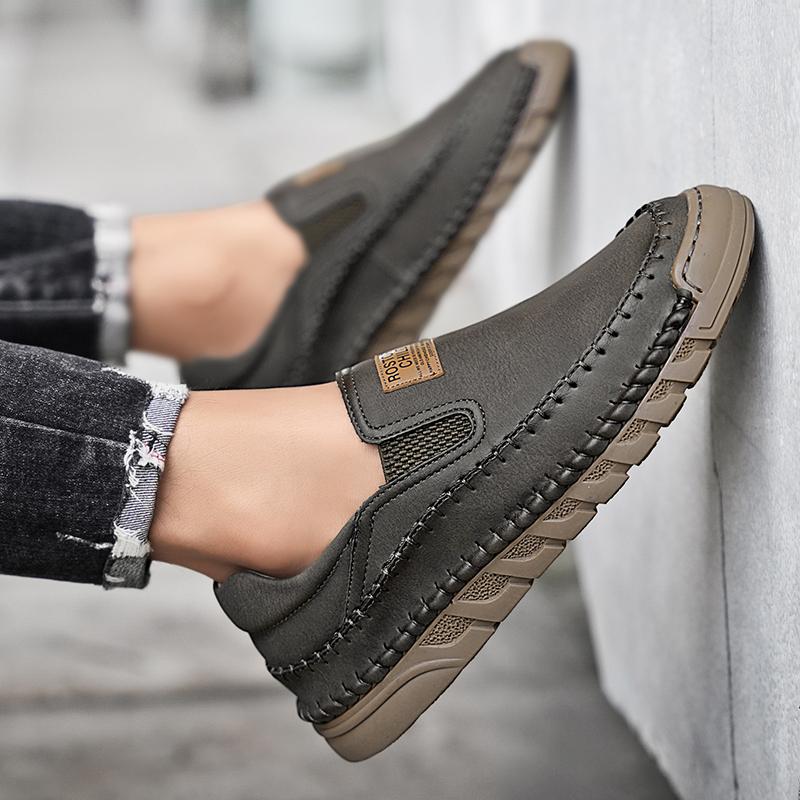 38-46 Outdoor Leather Shoes Mens Hiking Sneakers Car Driving Shoes Leather Large Size Ankle Boots