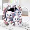 3D Kitten Cat Hole In Wall Ceramic Coffee Mug Tea Mug Gift Mug