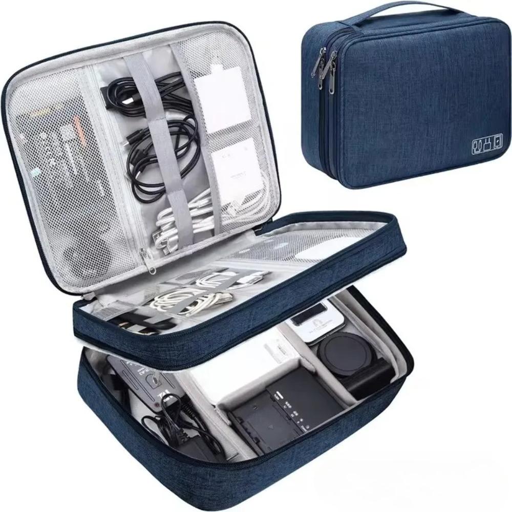 Travel Cable Accessories Bag Waterproof Double Layer Electronics Organizer Portable Storage Case for Cable, Cord, Charger, Phone, Adapter, Power Bank