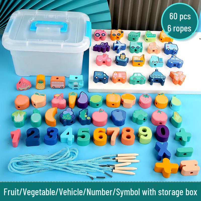 Wooden Animal & Fruit Stringing Educational Toy for Kids