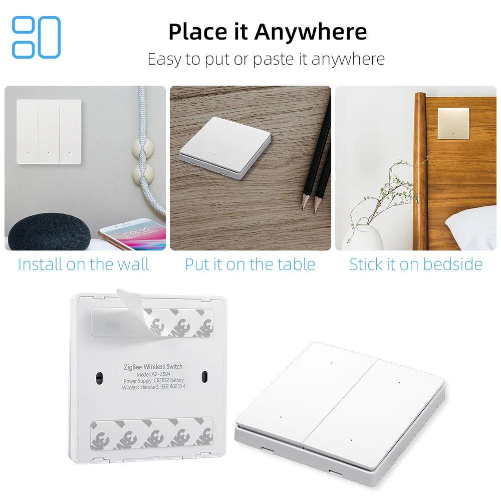 TUYA Zigbee Wireless Four-Button Scene Switch Compatible with Google Home & Alexa