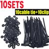 2-200pcs Self Locking Zip Nylon Cable Tie Buckle Black Zip Ties Multipurpose Cable Ties Tool Universal Heavy Duty for Car Repair