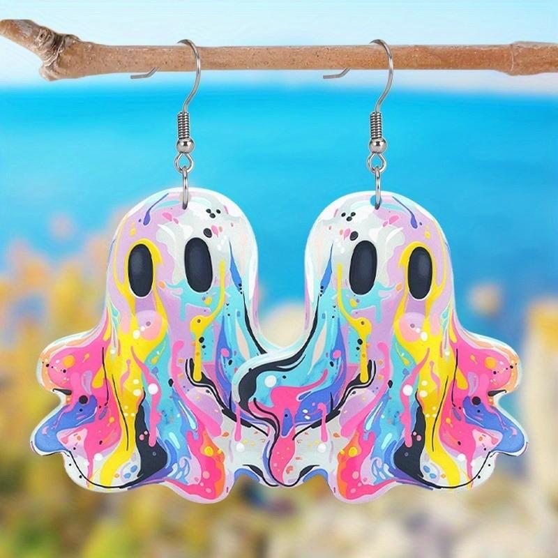 

Ghost Playful Acrylic Earrings In Bright Colors Eyecatching Cute Cartoon Design For Women