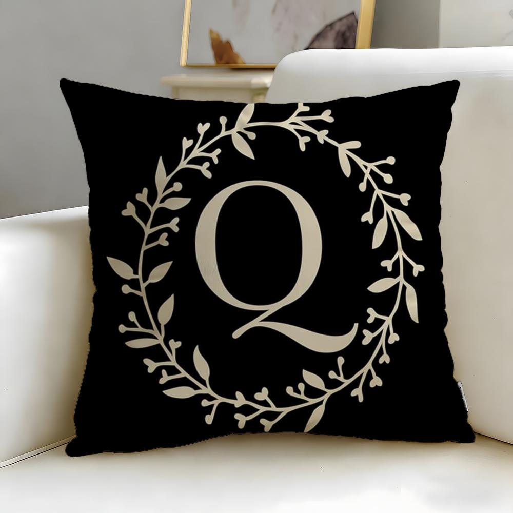 Classic Pattern Monogram Cushion Cover Soft & Easy-Wash Pillow Case – Versatile for Couch, Bed, Travel and Office