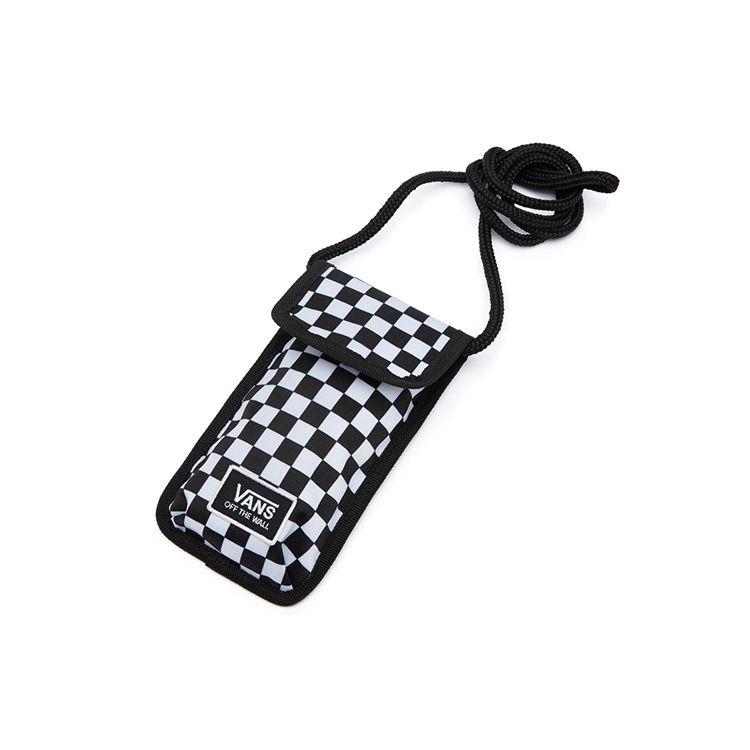 Vans Logo Checkerboard Polyester Phone Bag Unisex Shoulder Bag Black White VN0A4S71705