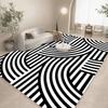 Tappeto Astratto Geometrico Lineare Bianco Nero per Soggiorno Decorazione Divano Tappetino Tavolo Cucina Stanza del Tempo Libero Tappetino Antiscivolo Halloween
