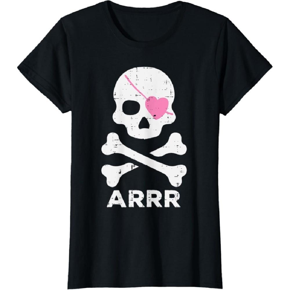 

Arrr Pirate Heart Eyepatch Halloween Women Toddler Girl Kids T-Shirt S