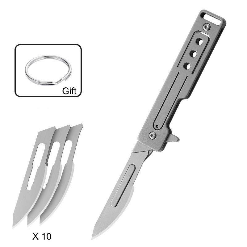 Stainless Steel Mini Folding Knife Scalpel Fast Open Unboxing Replaceable #24 Blade EDC Survival Multitool Keycahin Pocket Knife