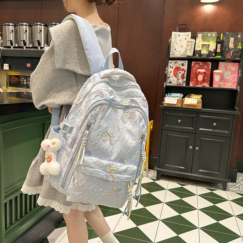 

Студенческий школьный рюкзак Рюкзак высокой ценности Девочка большой вместимости модный универсальный бант Студенческий рюкзак