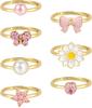 NEWITIN 7 Pieces-100 Pieces Cute Rings for Girls Crystal Ring Girl Pretend Play and Dress Up Rings Adjustable Ring Kids Jewelry Little Girl Gift