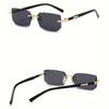 Trendy Rimless Rectangle Sunglasses Frameless Fashion Shades Punk Sunglasses Gradient Men Women UV400 Eyewear Driving