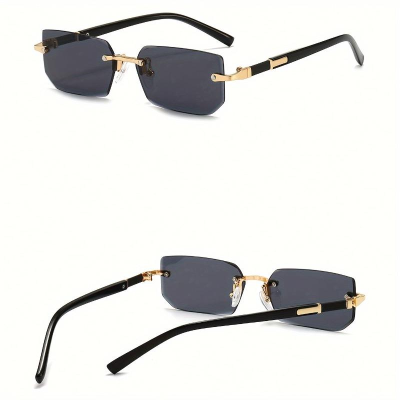 Trendy Rimless Rectangle Sunglasses Frameless Fashion Shades Punk Sunglasses Gradient Men Women UV400 Eyewear Driving