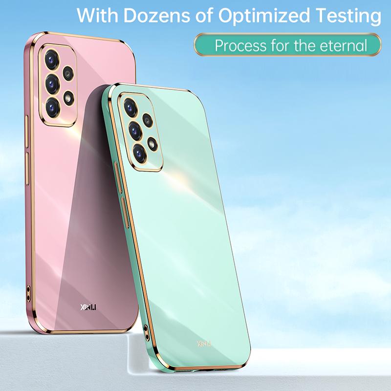 Custodia per Telefono con Cornice Placcata Per Samsung Galaxy A72 A52 A32 4g A22 A53 5g A 72 52 32 22 2021 Lusso Cover Posteriore in Silicone
