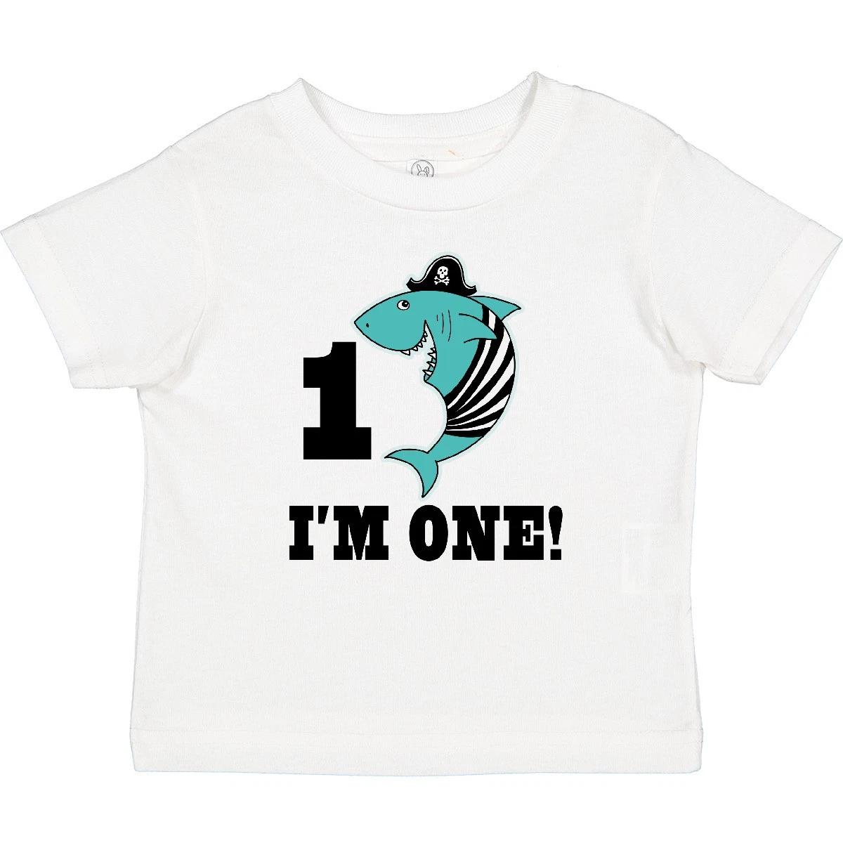 Inktastic First Birthday Shark 1 Year Old Pirate Baby kids boys T-Shirt Clothing Im One 140