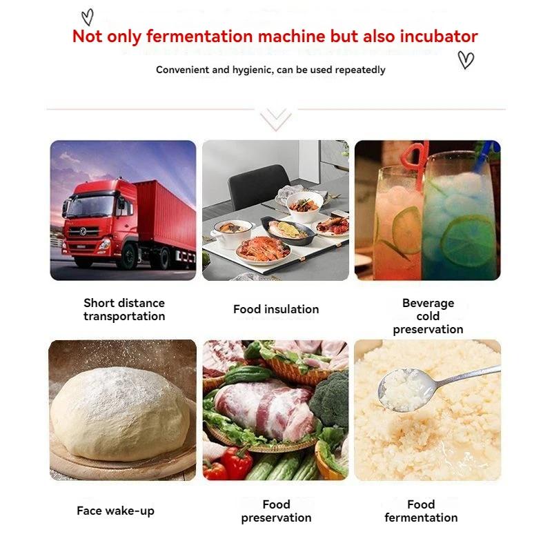 Bärbar jäskåpa med värmebehållning, Multifunktionella surdegsbehållare för brödtillverkning och bakverk