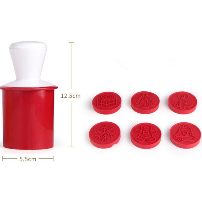 

Формочки для печенья, мультяшные формы для печенья, рождественские конфеты, желе, сахарный штамп, набор инструментов с 6 красивыми силиконовыми узорами красный