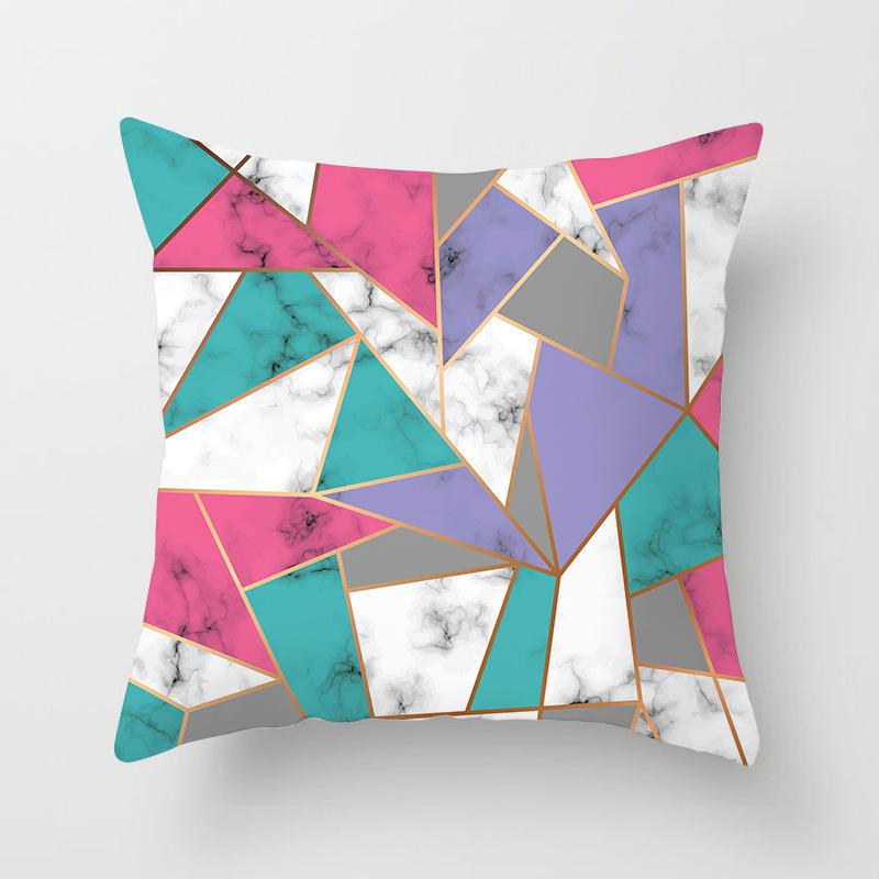 Ins Marble Geometric Print Square Pillow Cover Sofa Cushion Cover