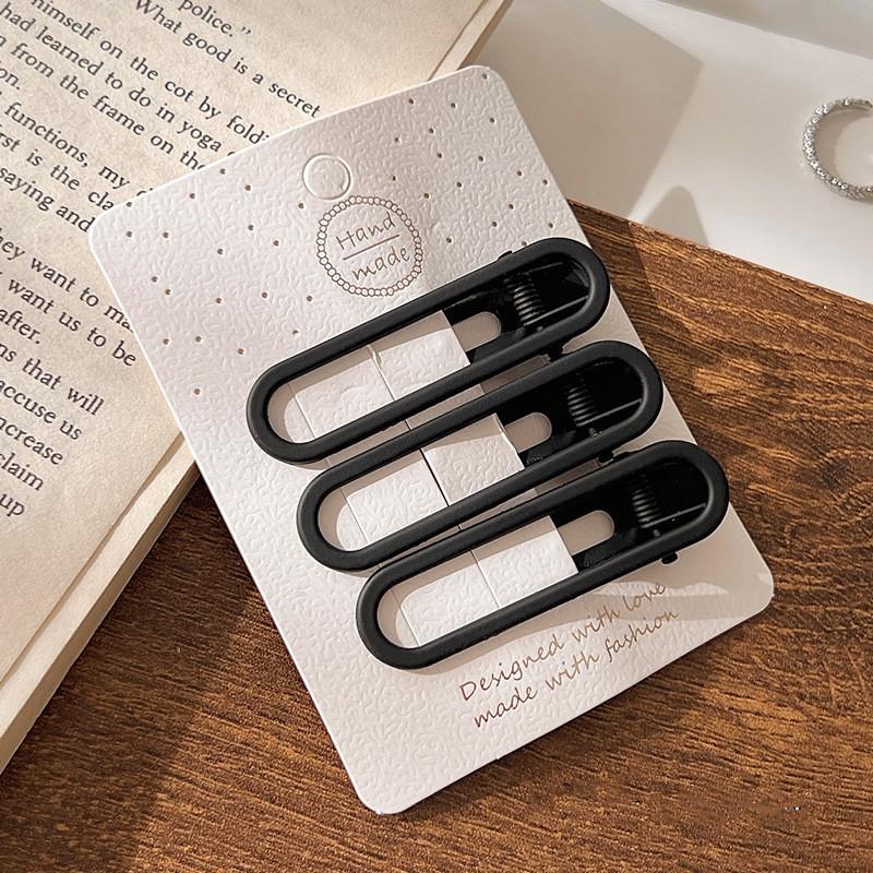 Épingles à cheveux simples givrées pour filles, 3 pièces, pinces à cheveux carrées, ovales, Triangle, pour enfants, épingles à cheveux, cliquez sur clac