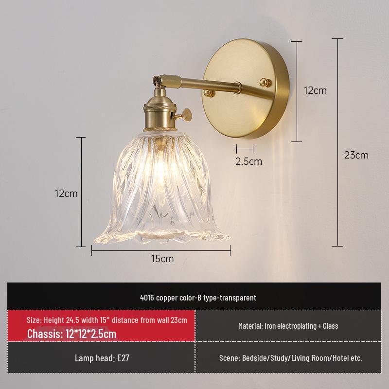 Vintage Japanische Grüne Glas Schmiedeeisen Wandleuchte - Nordische Moderne Nachttisch- & Schminktischleuchte