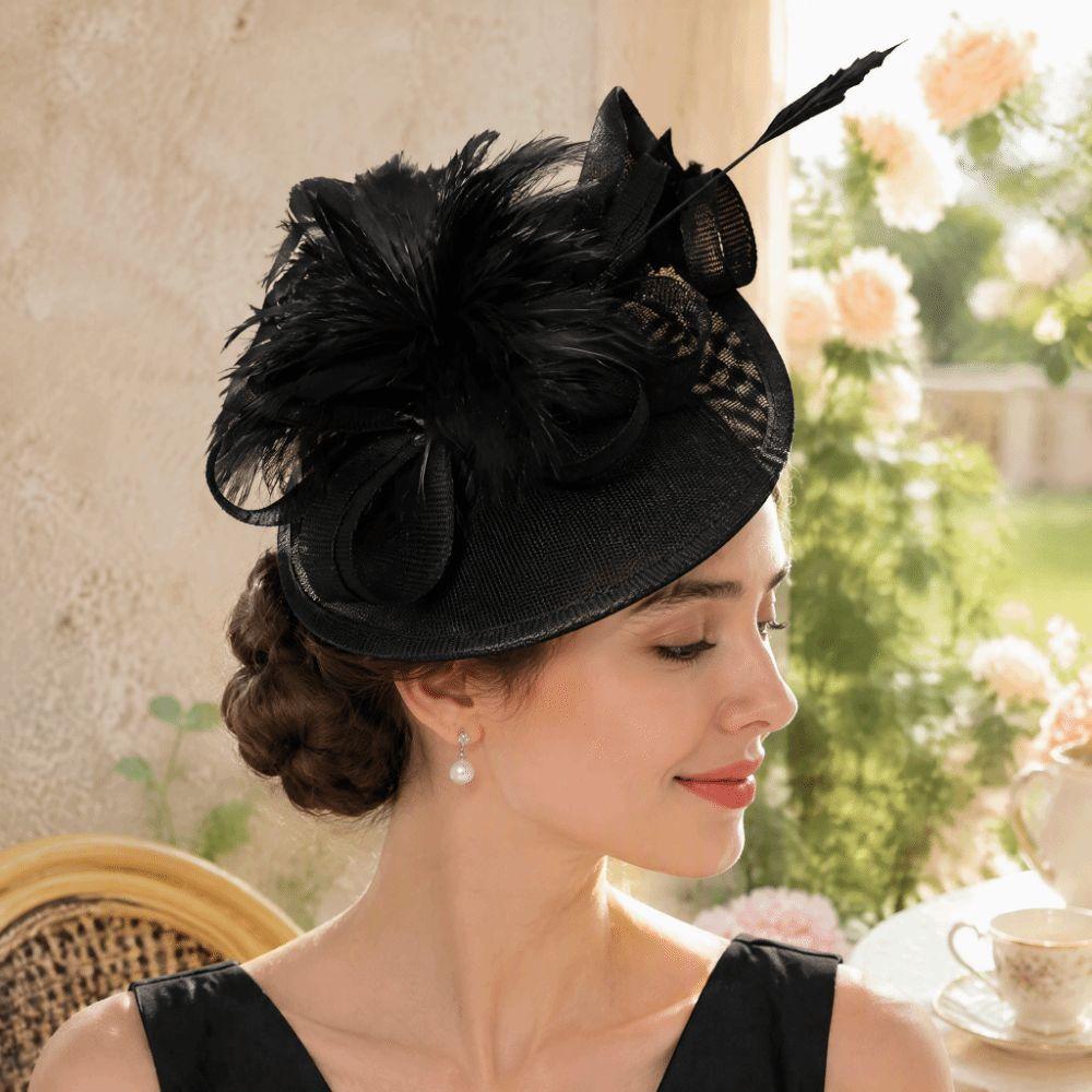 Exquisite Feather Fascinator Hat Elegant Bridal Headband Retro Bride Headdress Wedding