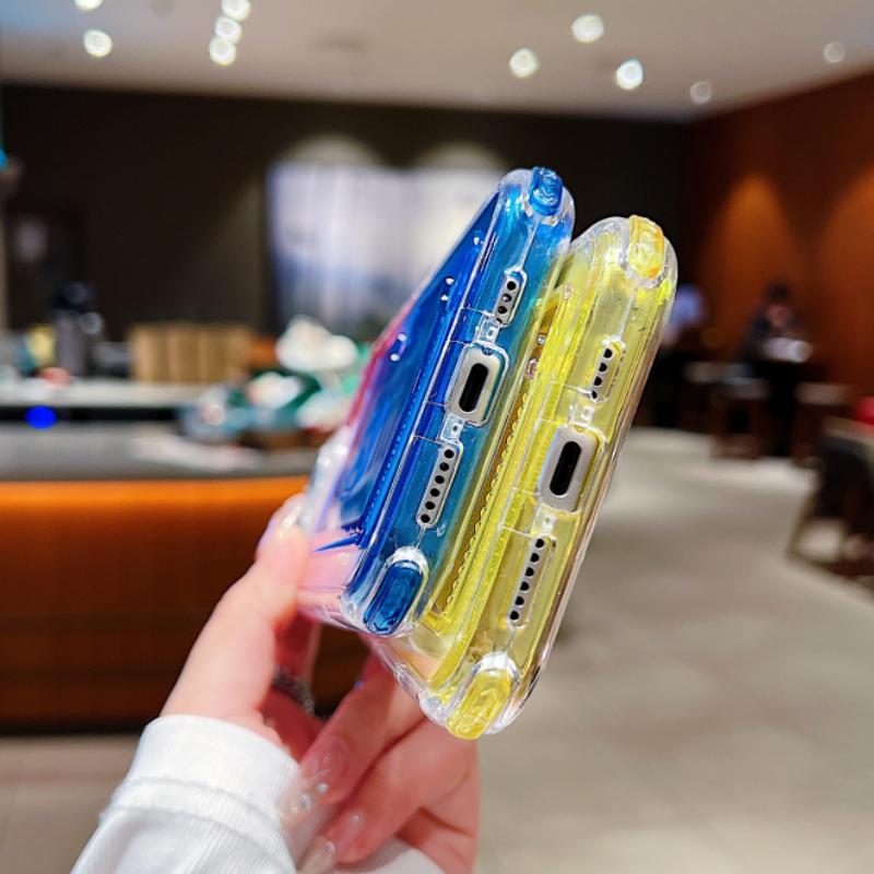 Colorful Bright Gradient Card Slot Wallet Clear Case For iPhone 16 Plus 15 14 13 12 Pro Max Candy Color Bumper Soft TPU+PC Cover