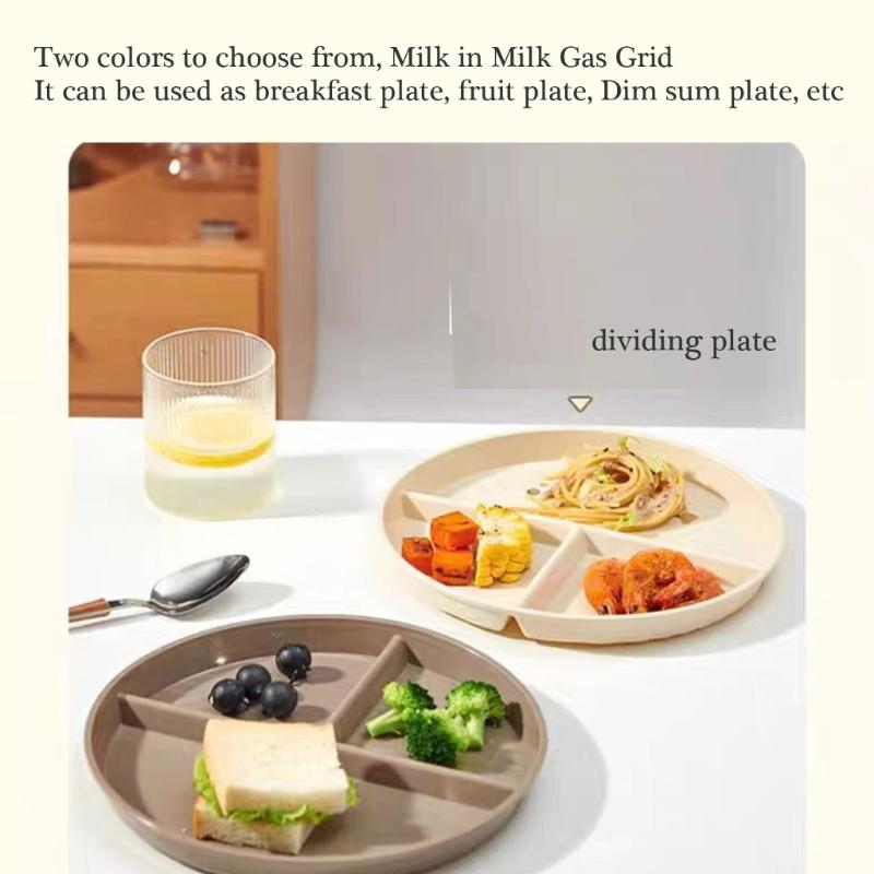 22cm Compartmentalized Plate Plastic Tableware Family Meal Plate for Kids and Adults Microwave and Dishwasher Safe