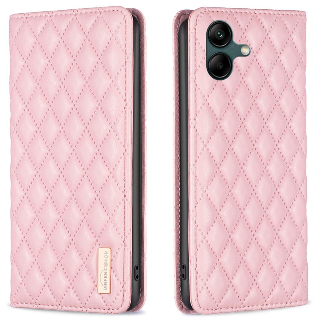 BINFEN COLOR BF Style-16 For Samsung Galaxy A06 4G Case Card Slots Rhombus Leather Cover