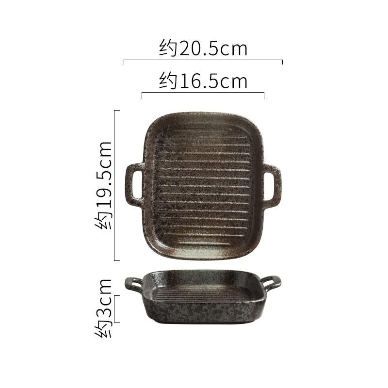 Keramik Doppelohr Gestreifte Backplatte Retro Sushi Sashimi Platte Dessertteller Salatteller Restaurant Spezialgeschirr