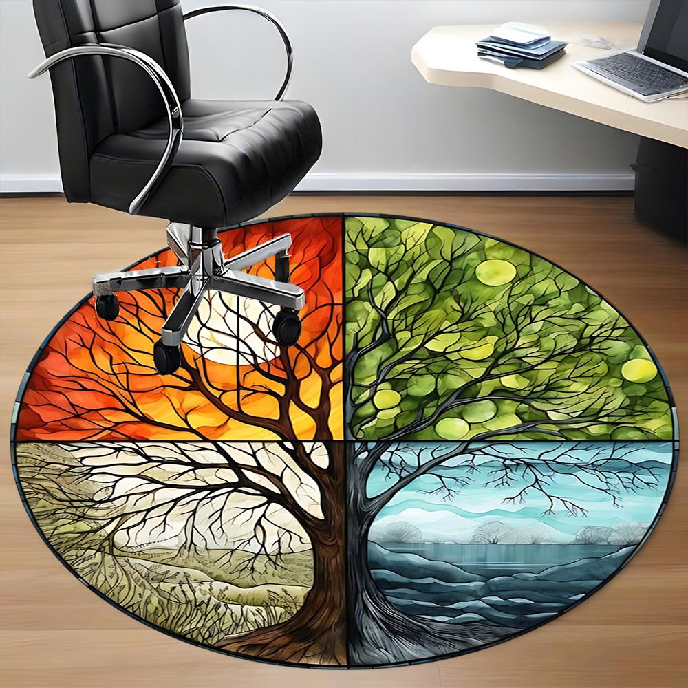 1pc Seasonal Tree Stained Chair Carpet for Office, , Non-slip carpet, Very suitable for offices, farmhouses,Outdoor carpet yy251120074