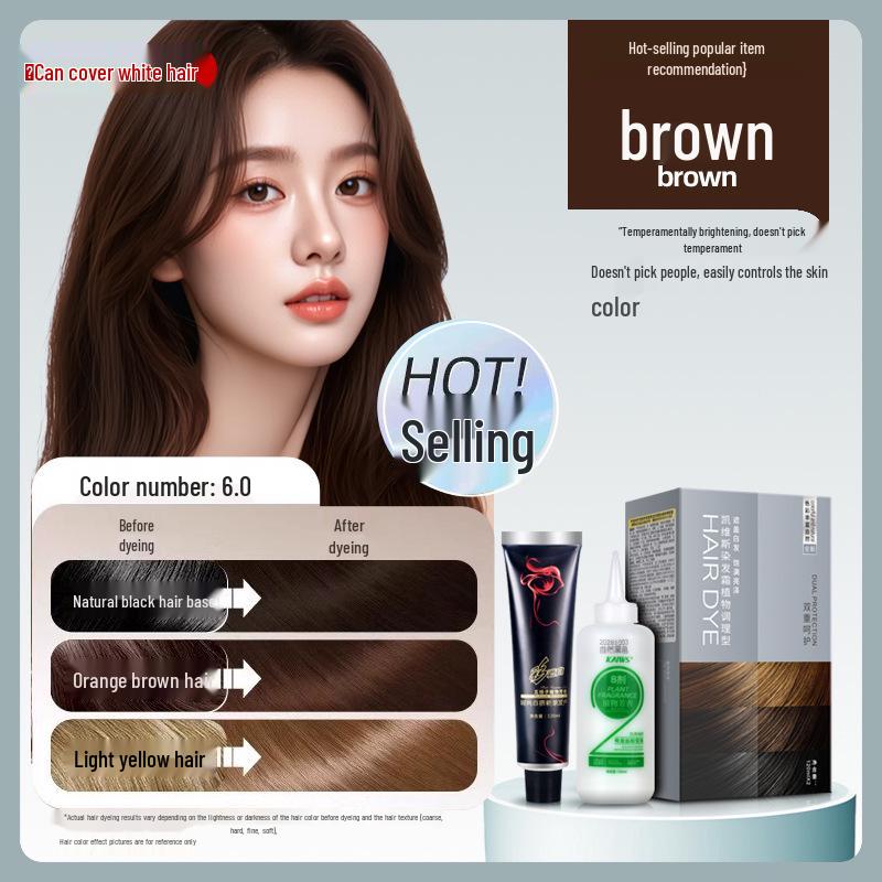 Kevis Hnědá Barva na Vlasy v Krémové Formě pro Krytí Šedin, Pro Domácí Použití, Rostlinná Formule