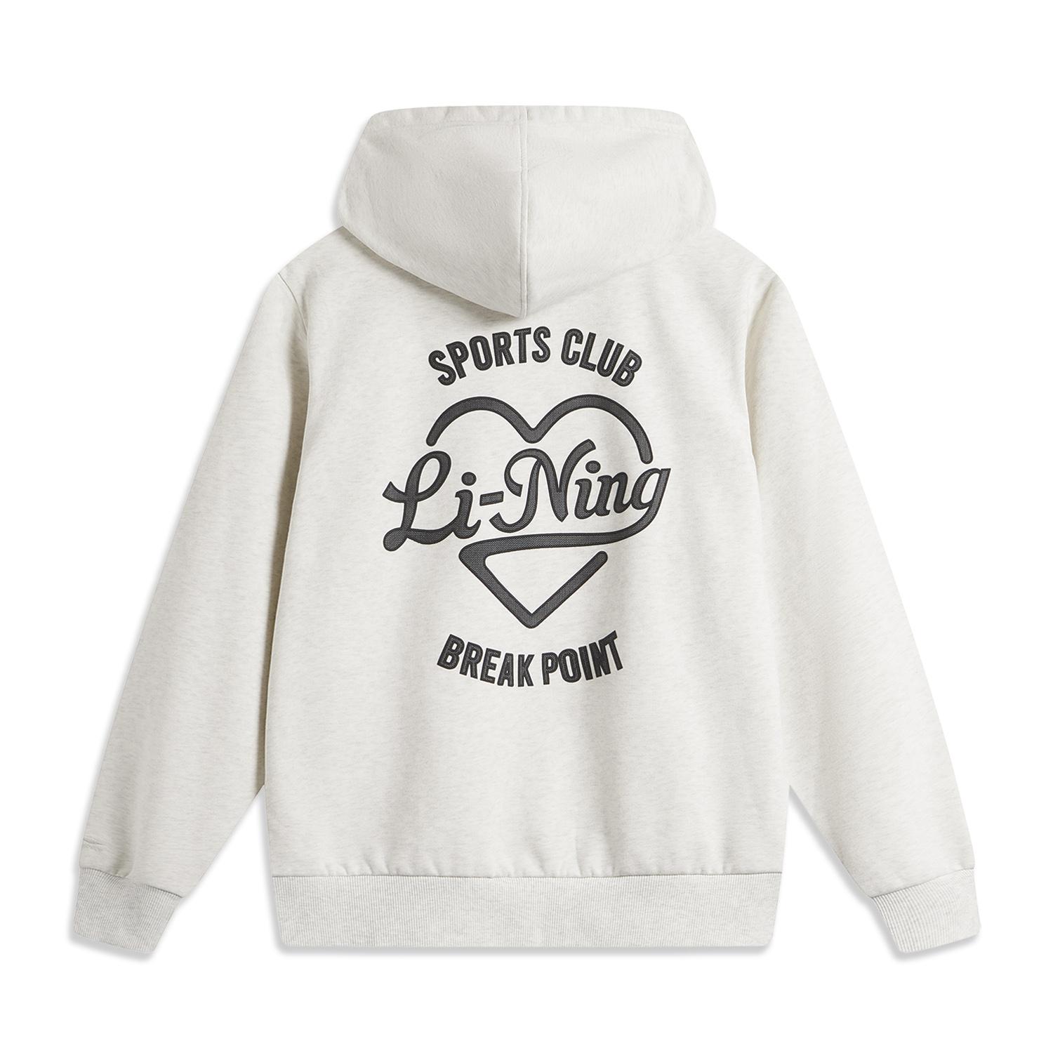 

Li Ning Удобное худи с надписью на спине и принтом в виде сердца, простое, повседневное, универсальное, женское, AWDVJ46-2 XS