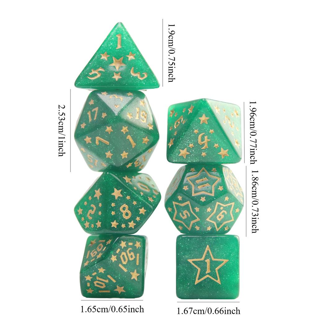 7pcs DND Dice Set Polyhedral Dice D4-D20 with Star Pattern for Board Game DND RPG