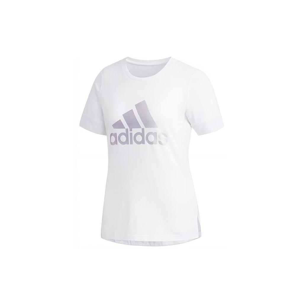 adidas T Shirts Women's White Crew Neck Moderate Straight Fit DY8612