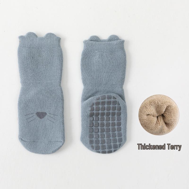 Infant Anti-slip Cartoon Dot Cotton Socks: Thickened Terry for Autumn & Winter