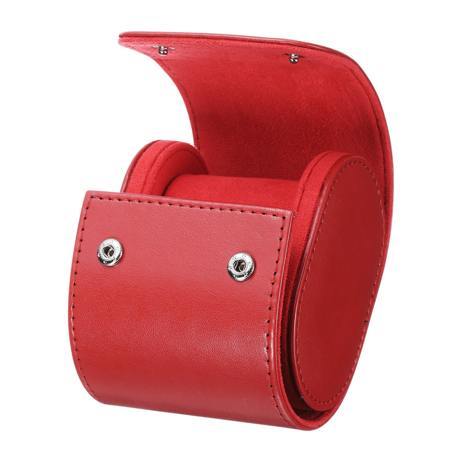 

uxcell Portable Leather Watch Case for Men and Women, Single Slot Watch Roll Travel Case, for Travel, Display, Home Storage, with Removable Cushion