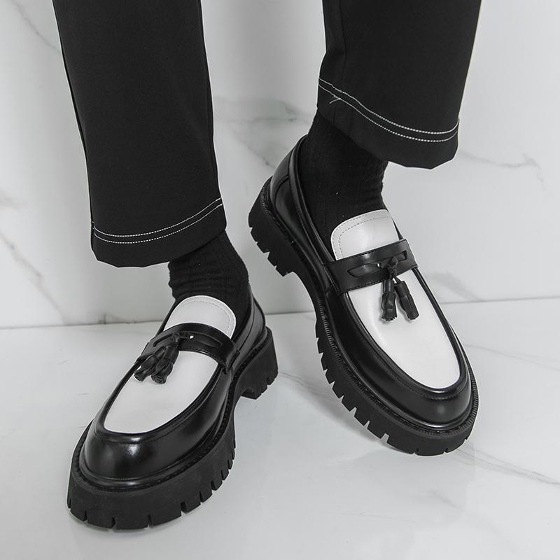 

Мужские туфли на платформе, лоферы, нарядные, на лифте, панк-обувь, увеличение роста, формальные, деловые, из зеленой кожи, на толстой подошве, криперы, большие размеры EU: 46 белый