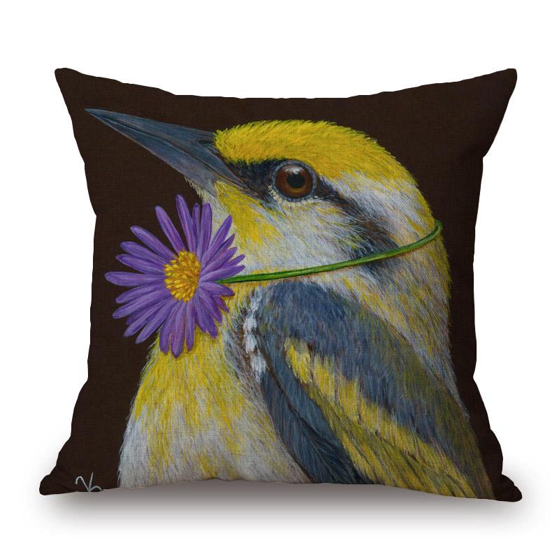 European Painting Goldfinch Rabbit Birds Flower Animals Posters Cushion Covers Decorative Pillows For Sofa XCM
