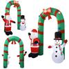 8FT Inflatable Christmas Arch & LED Light Giant Santa Claus and Snowman Arch for Square Shopping Mall Lawn Garden Holiday Party
