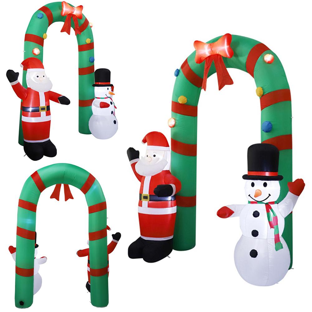 8FT Inflatable Christmas Arch & LED Light Giant Santa Claus and Snowman Arch for Square Shopping Mall Lawn Garden Holiday Party