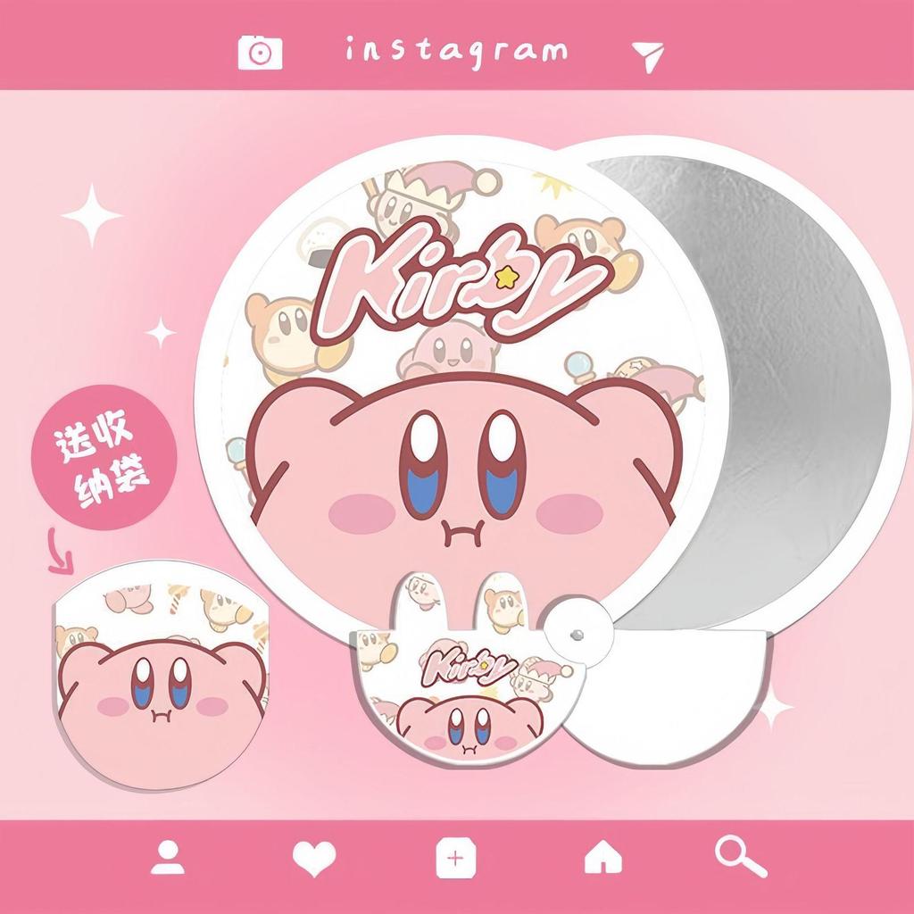 Cartoon Reflective Portable Folding Fan: Cute Mini Round Fan for Women, Students, and Children with Storage Bag