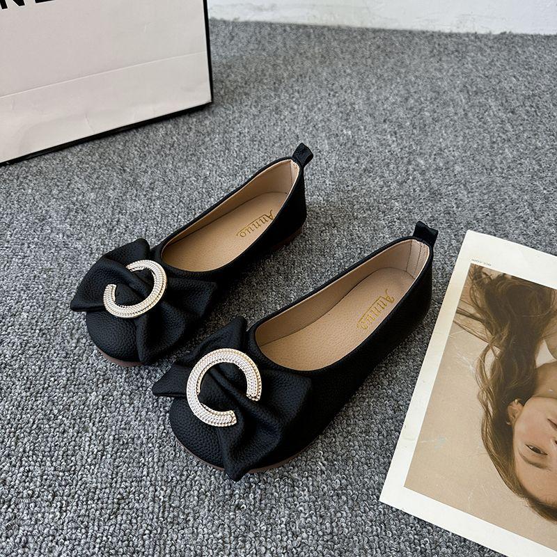 Women's Flat Shoes Office Slip-on with Bow Ladies Footwear Black Chic and Elegant Casual Sale Promotion Cheap Clearance Vacation
