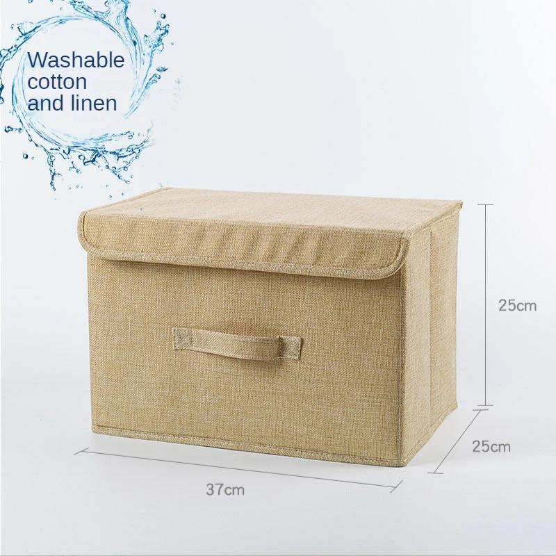 Thicken Storage Boxes Foldable Clothes Box High-quality Cotton and Linen Storage Box with Lid Washable Cloth Storage Boxes