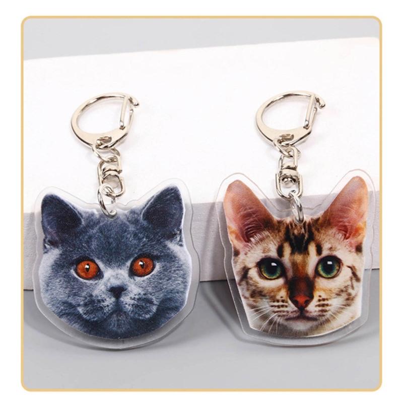 Creative Cat Shape Keychain Mini Animal Toy Keyrings Acrylic Animals Key Chain Pendant DIY Keychains Crafts Decorations