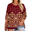 T-shirt Casual da Donna con Stampa, Girocollo, Manica 3/4