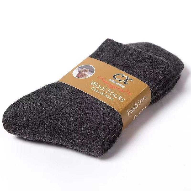 Men's Thickened Wool Mid-Calf Socks - Autumn Winter Warm Solid Color Fashion
