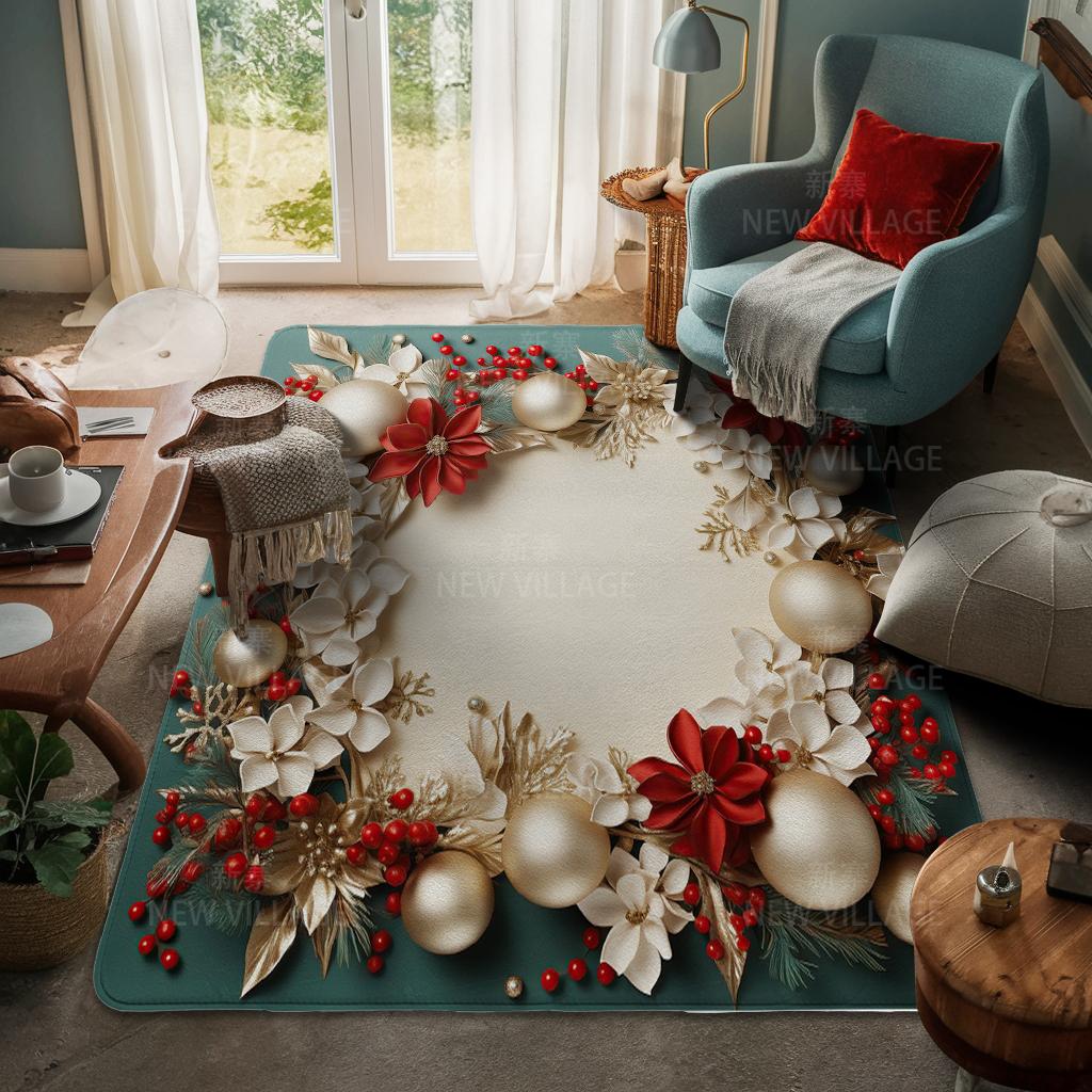 House Entrance Carpet Home Door Mat Living Room Bath Foot Bathroom Non-slip Water Absorption Rugs Bath Merry Christmas Winter