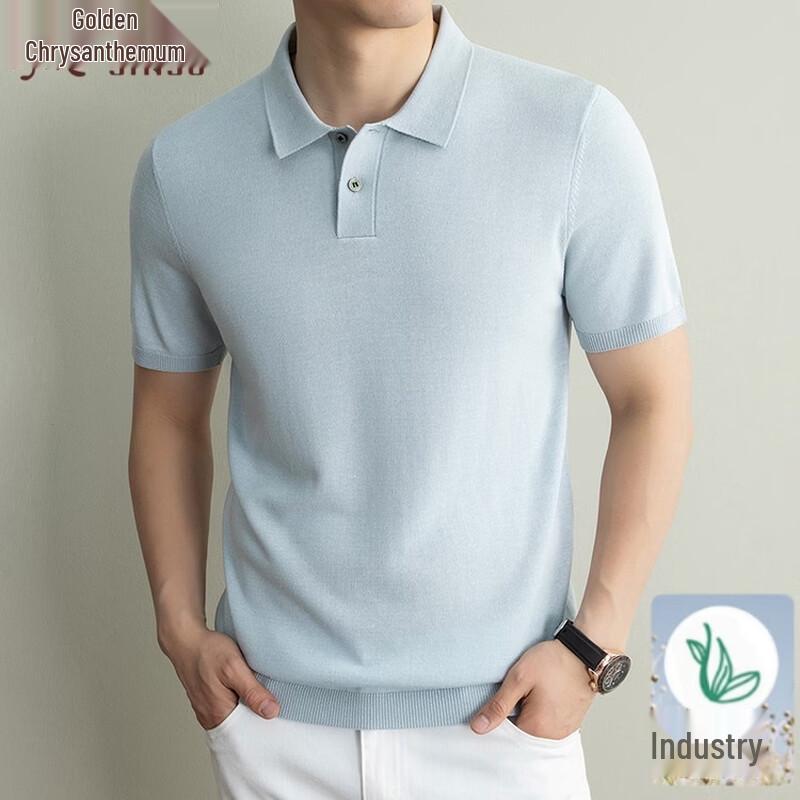 Men s Linen Blend Polo Short Sleeve T-Shirt L