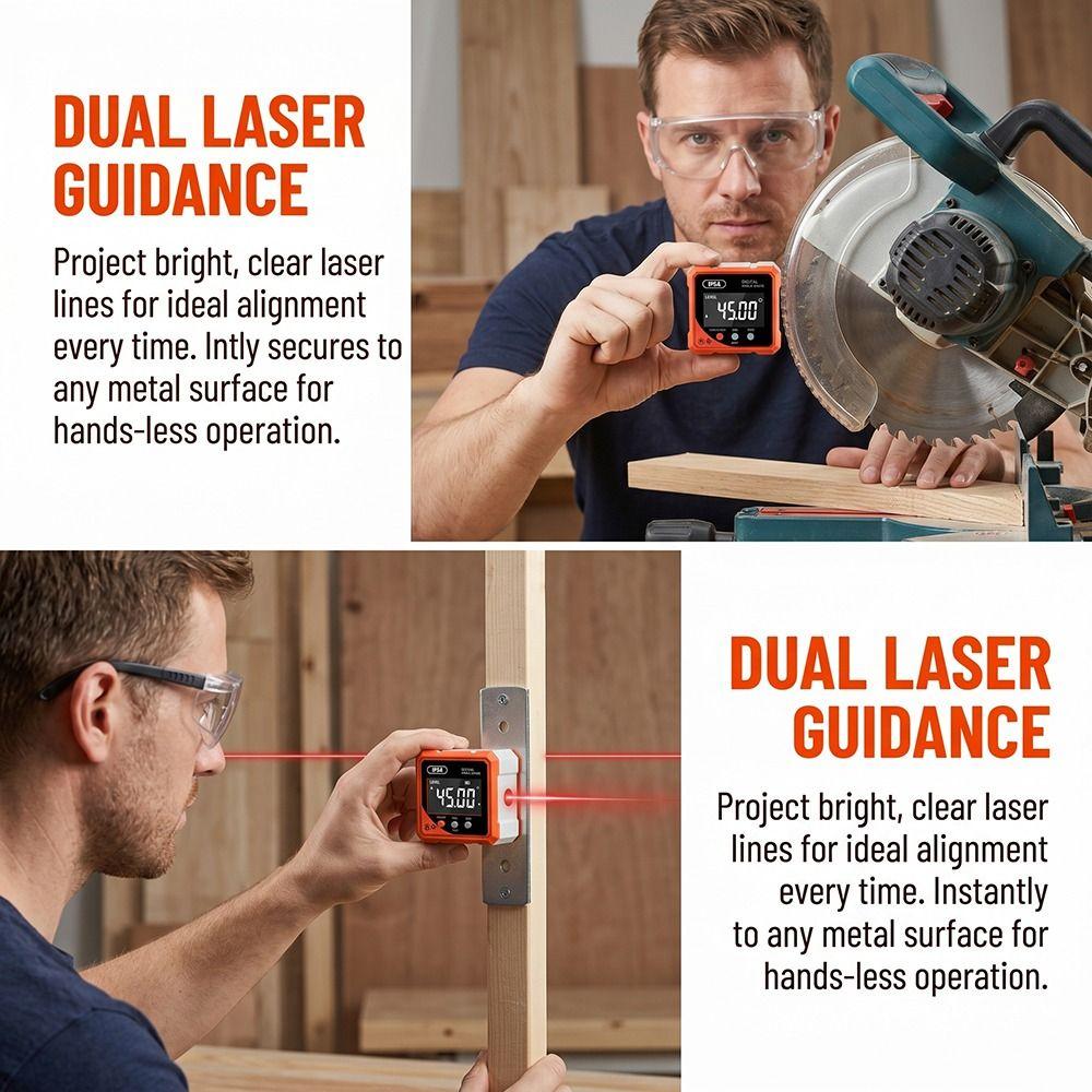 With Dual Laser Digital Angle Meter 4x90° Level Box Electronic Level Inclinometer Carpenter Tools