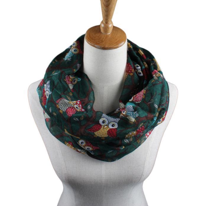 Women Ladies Owl Pattern Print Scarf Warm Wrap Shawl